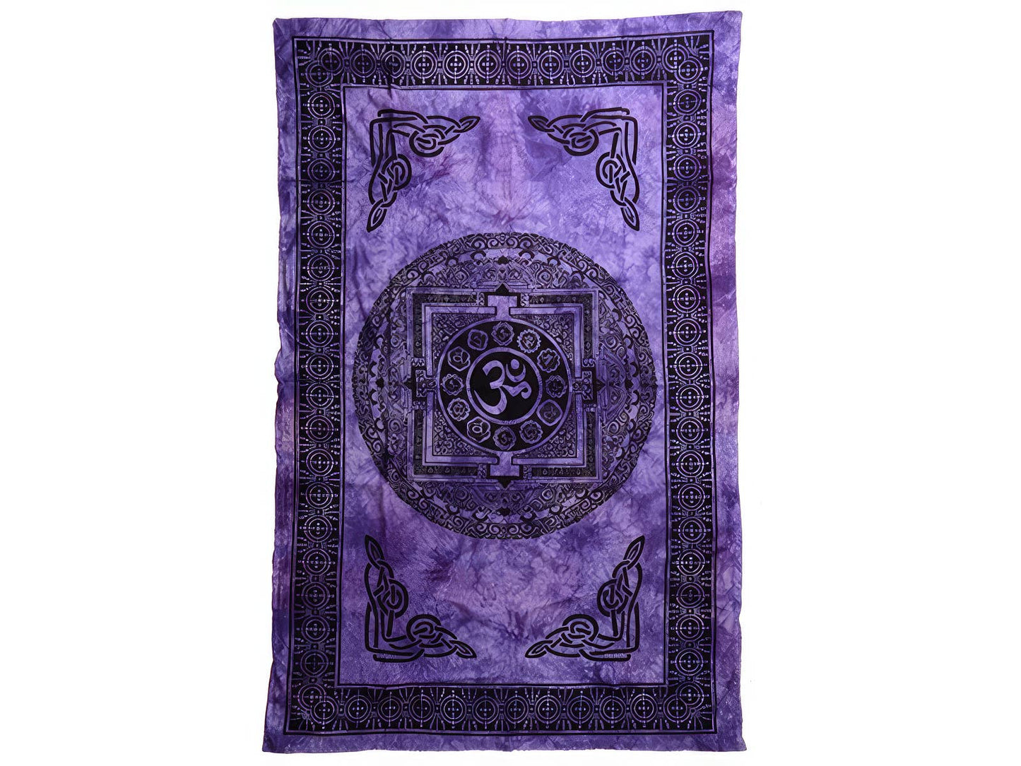 Twin Size Tye Dye Om Mandala Tapestry - Bedspread
