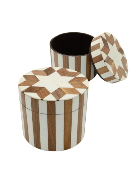 Star Wood & Resin Inlay Stash Jar Trinket Box