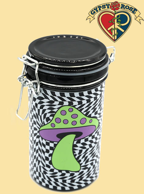 TRIPPY MUSHROOM Color Checkerboard Extra LARGE STASH JAR