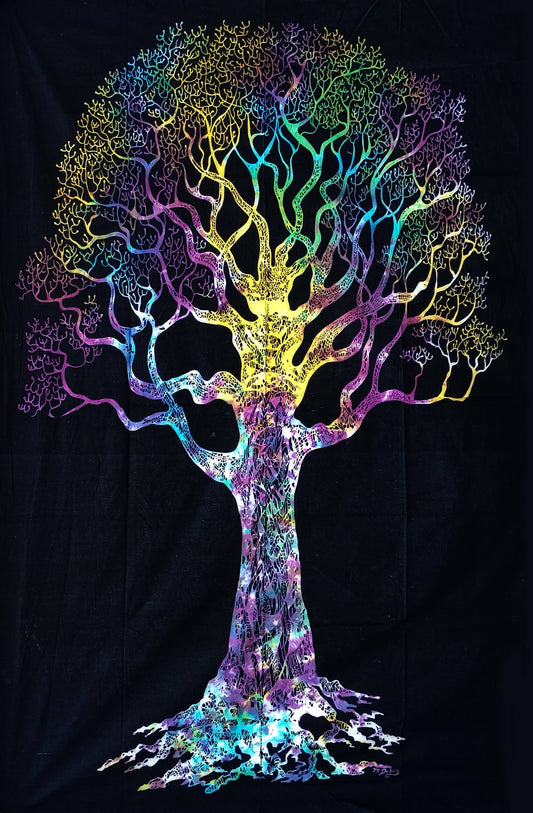 Tye Dye Tree of Life Twin Size Tapestry