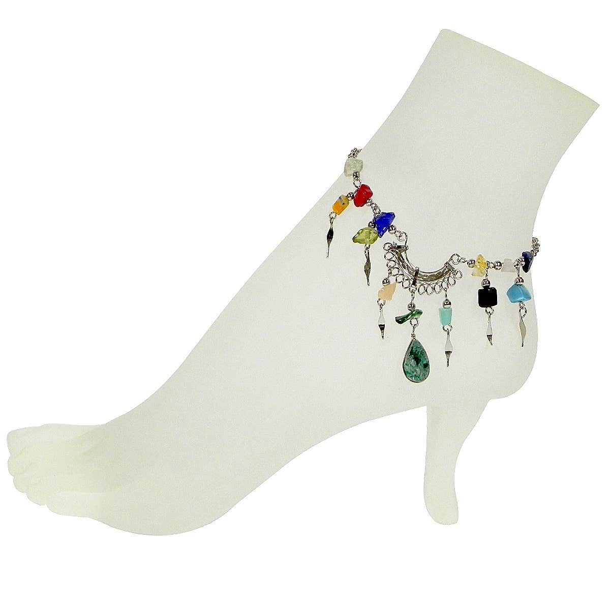 Alpaca And Natural Stone Anklet