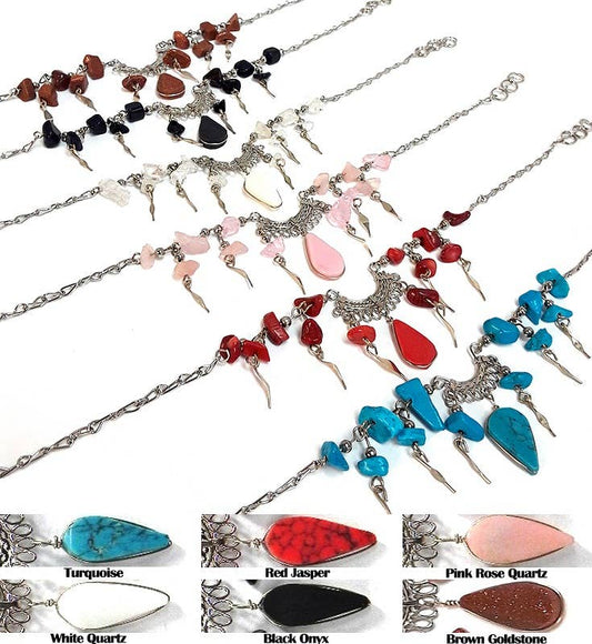 Alpaca And Natural Stone Anklet